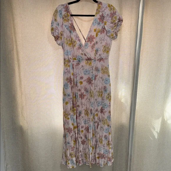 Lulu's Flourishing Feelings Pink Floral Print Puff Sleeve Midi Dress - Picture 6 of 12